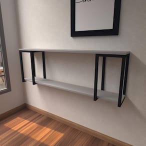 Aparador Industrial Cinza Moderno Cantinho Café Escritorio Simples Bancada Suspensa