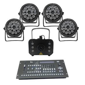 Kit 4 Par Led Slim + Máquina De Fumaça 1200W + Mesa Pilot