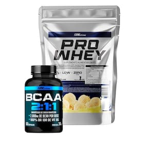 Whey Protein Concentrado Refil 1Kg + Bcaa 2:1:1 2000mg - Pote 60 Cápsulas - Pro Healthy