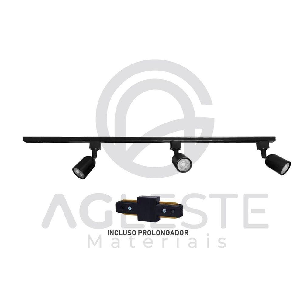 Kit Trilho Com 3 Spot 5W 6000K Bivolt Preto - Luminatti