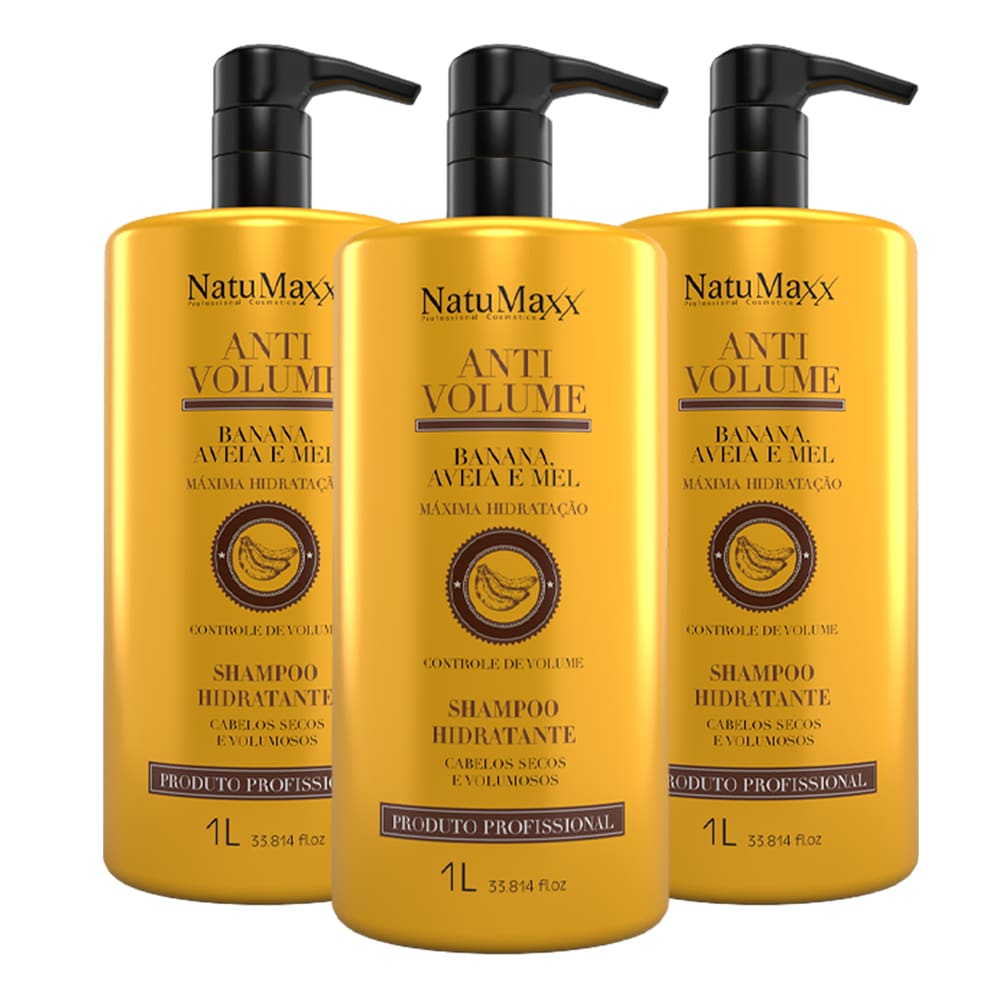 Kit 3 Shampoos Banana Natumaxx 1 litro cada