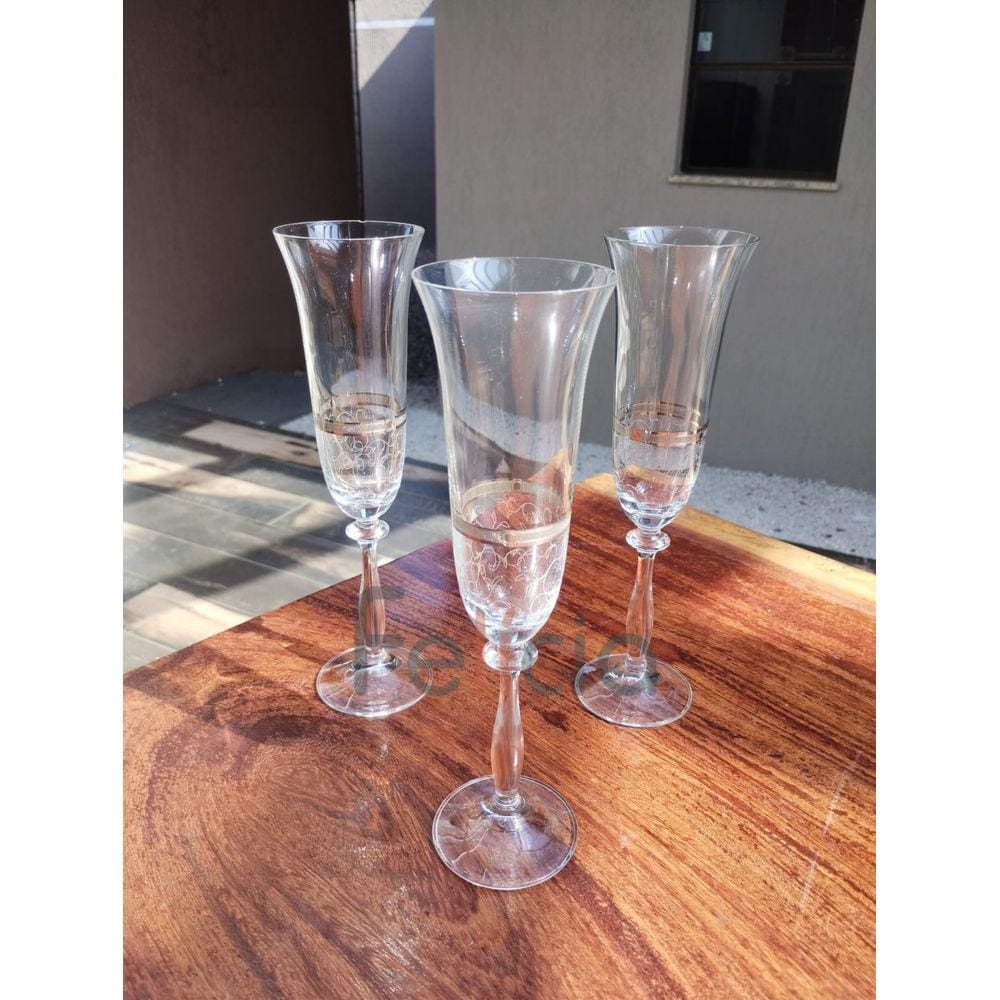 Taça para Champanhe Angela Decorada em Cristal Ecológico Platinum 190ml - Bohemia