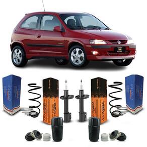 2 Amortecedor Kit Coxim + Molas Dianteira Celta 2001 A 2006