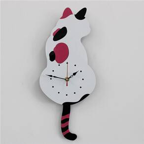 Relógio de parede M. Kling Cartoon Acrylic Wag Tail Cat Art