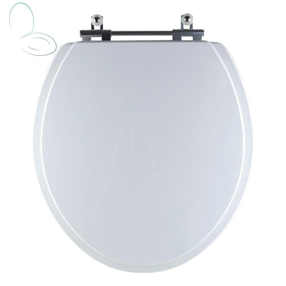 Assento Sanitário Tampa de Vaso Branco MDF Laqueado Oval Convencional Universal para Todas as Marcas