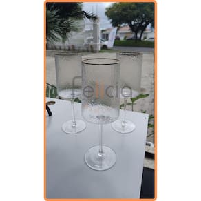 Taça para Vinho de Cristal Martelado com Fio de Ouro Petra - Lyor