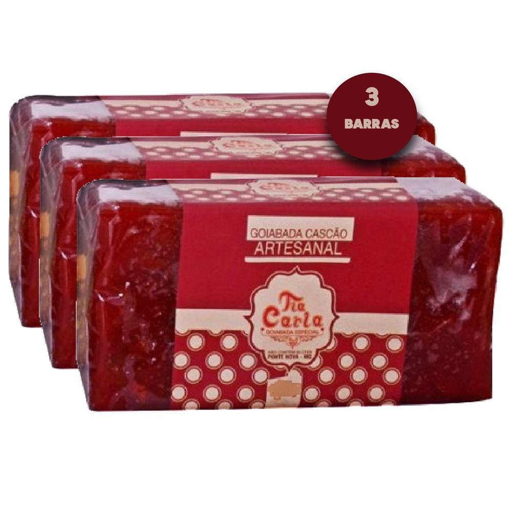 Kit Com 3 Goiabada Cascão Tia Carla 500G Ponte Nova - Mg