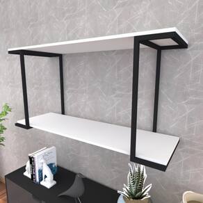 Prateleira Industrial Suspensa Estante Parede Nicho Branco Cozinha Escritorio Sala Quarto Infantil