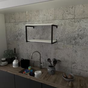 Prateleira Industrial Suspensa Estante Parede Nicho Branco Cozinha Escritorio Sala Quarto Infantil