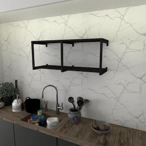 Prateleira Industrial Suspensa Estante Parede Nicho Preto Cozinha Escritorio Sala Quarto Infantil