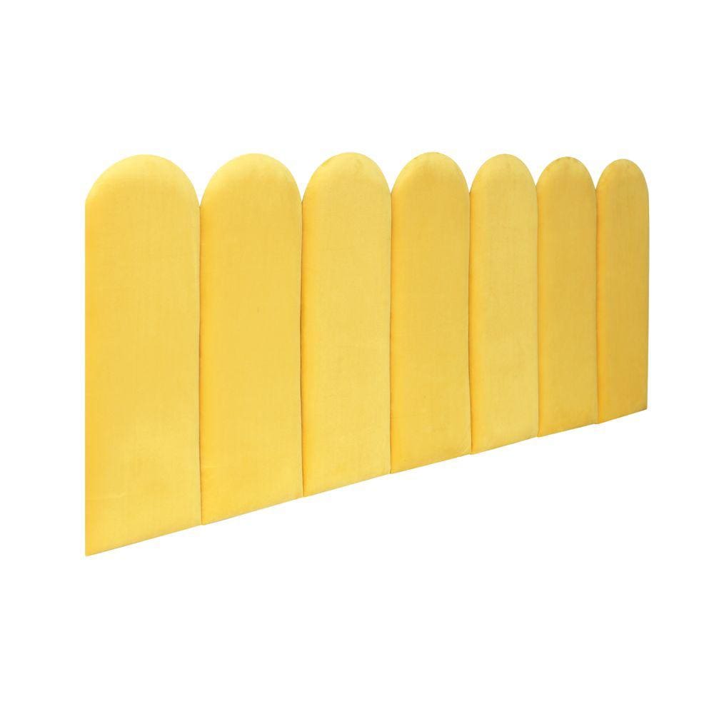 Cabeceira Nuvem Estofada Suede Para Cama Box Amarelo - Módulo 20x60