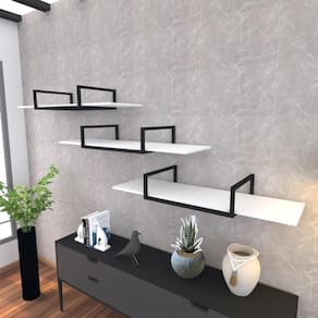 Kit 3 Prateleira Industrial Suspensa Parede Nicho Branco Cozinha Escritorio Sala Quarto Infantil