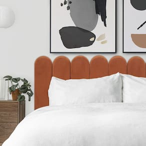 Cabeceira Nuvem Estofada Suede Para Cama Box Terracota - Módulo 20x60