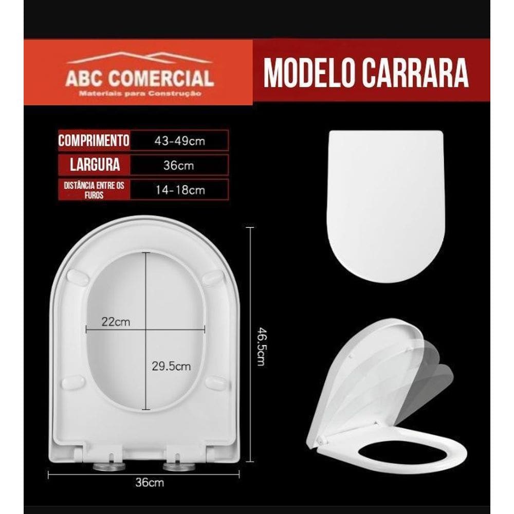 Assento Pp Carrara Soft Close Para Louça Deca