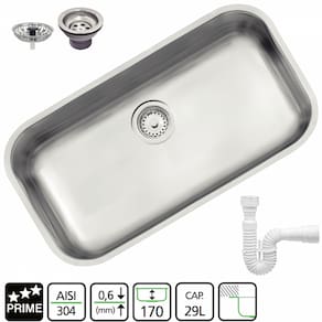 Cuba Inox Lavínia 56Bl Tramontina Numero 2 Com Valvula 3.1/2 Acetinada 56X34x17