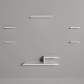Rack Suspenso Saturno Kit 6 peças MDF Branco Sala Escritório