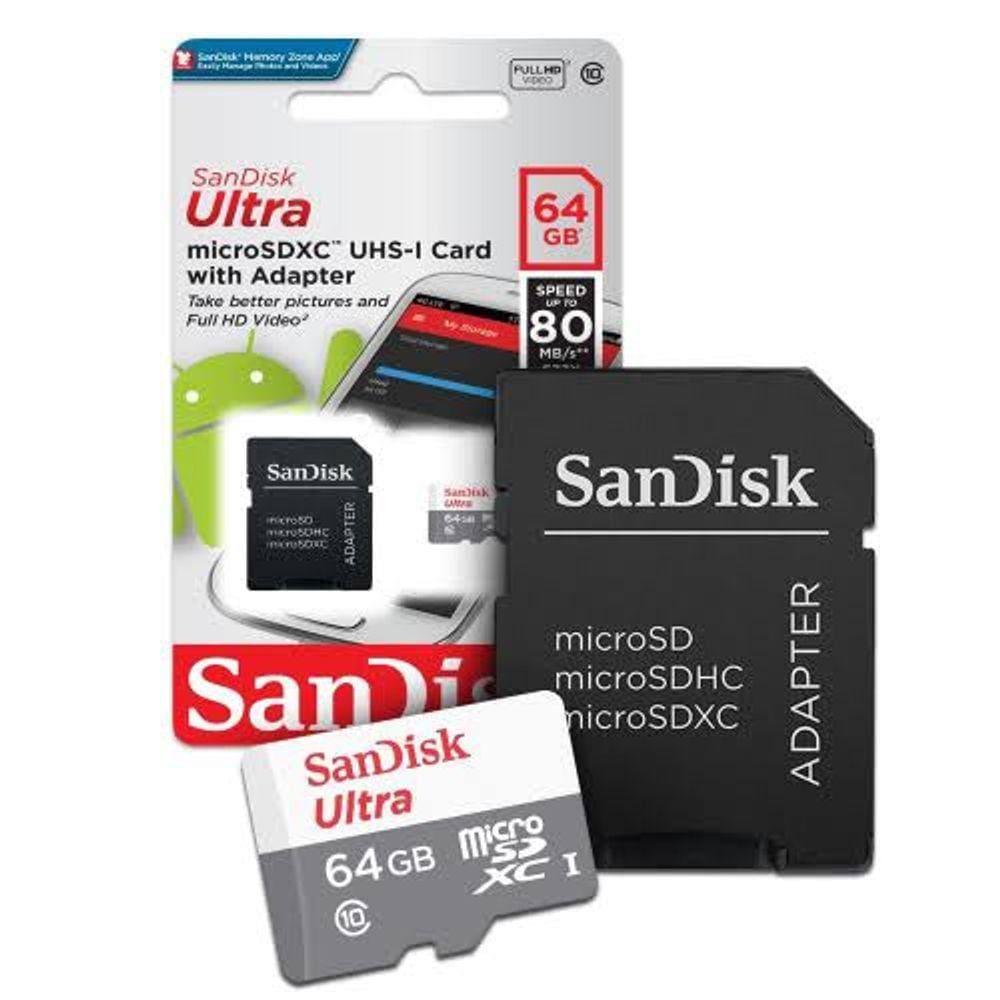 Cartão De Memória Sandisk 64Gb Ultra 100 Mb/S