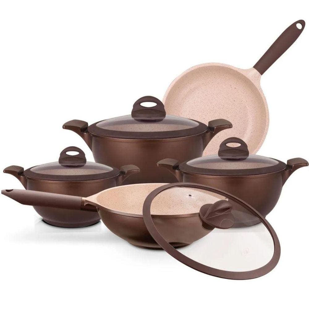 Conjunto De Panelas Fogão Indução 5 pç Antiaderente Cerâmico Vai Forno Belga