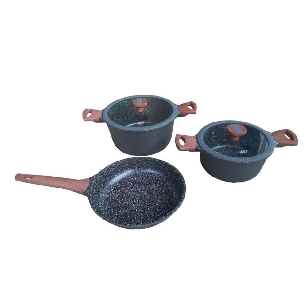 Conjunto Com 3 Panelas Titanium Marmorizado Com Indução Mta