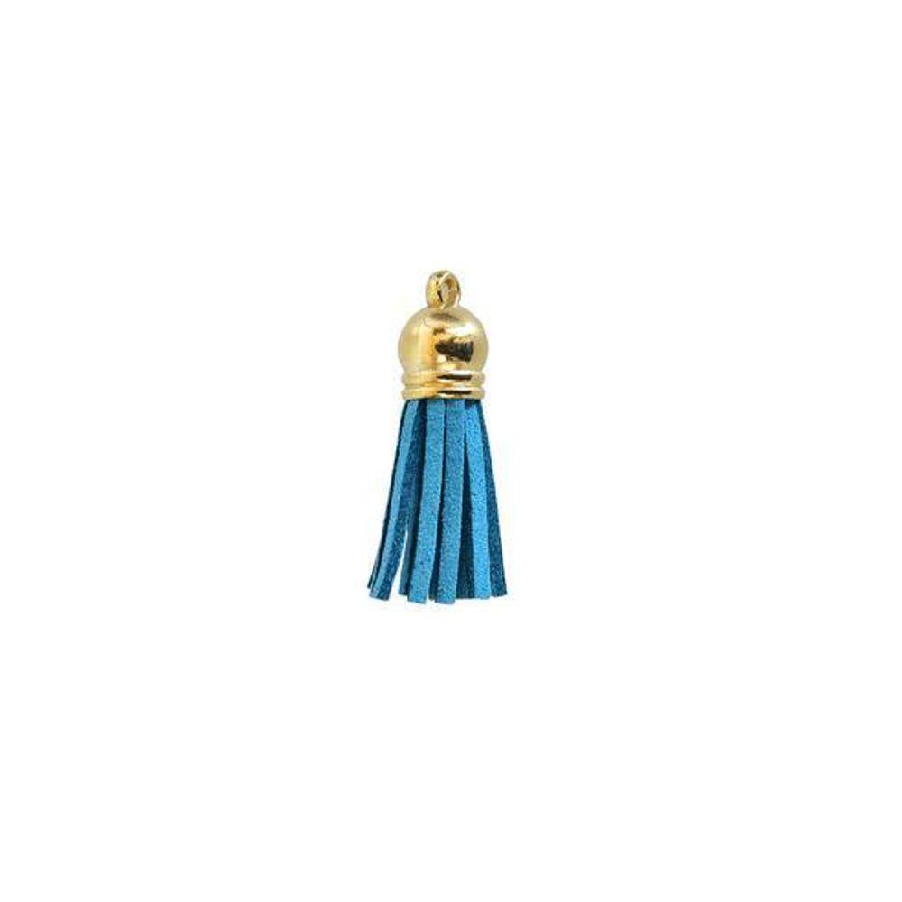 Pingente Tassel De Camurça 3 Cm Mf-46 Azul 12 Un - Kit