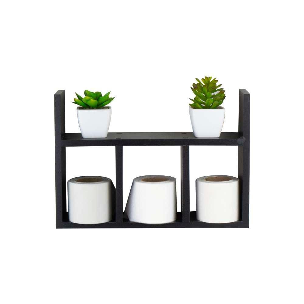 Prateleira Porta Papel Organizador para Banheiro Preto 40cm