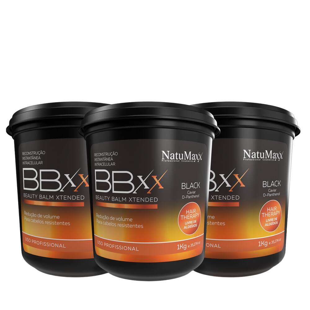 Kit 3 Bbxx Beauty Balm Xtended Black Therapy NatuMaxx 1kg