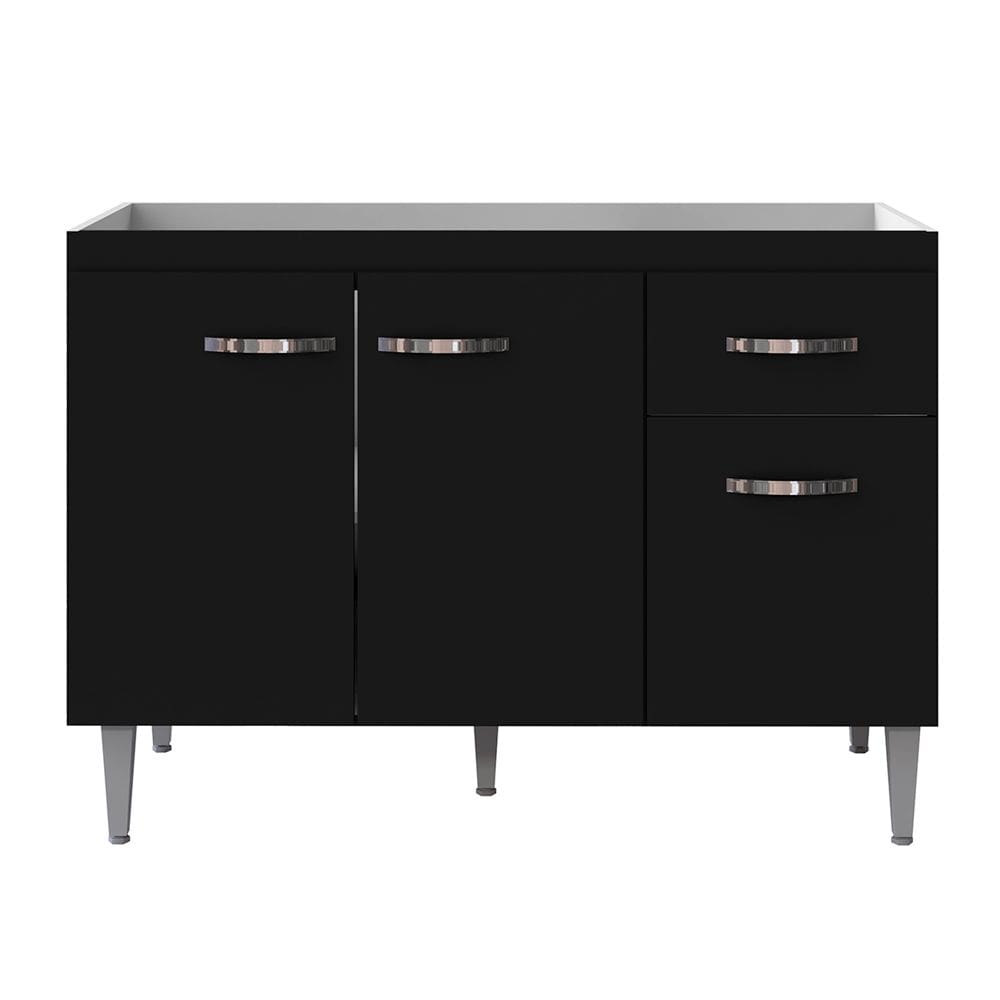 Balcão de Cozinha Elsa para Pia de 120cm Preto - Montanaris Decor