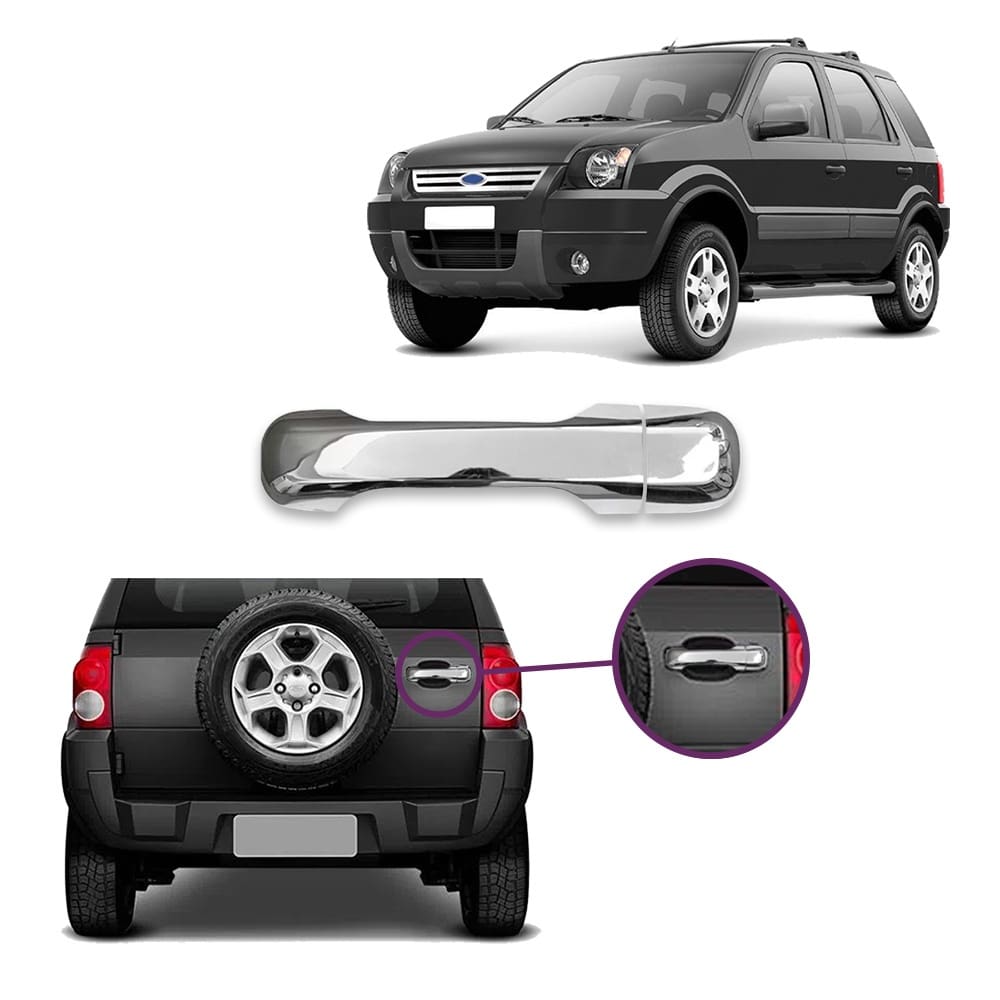 Aplique Cromado Maçaneta Traseira Ecosport 2003 2004 2005 2006 2007 2008 2009 2010