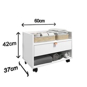 Gabinete Armário Banheiro 60Cm Madeira Rodízios Gaveta