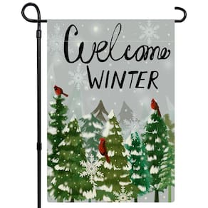 Bandeira de jardim FAXLEVY Winter 30x45cm Floresta nevada de dupla face