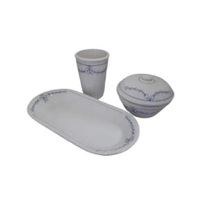 Kit Para Banheiro Em Porcelana Espanhola 3 Peças Decorativo