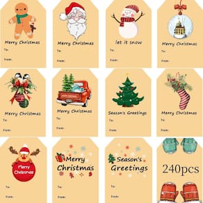 Etiquetas de presente de Natal e adesivos Sesunbla 240 unidades (12 designs)