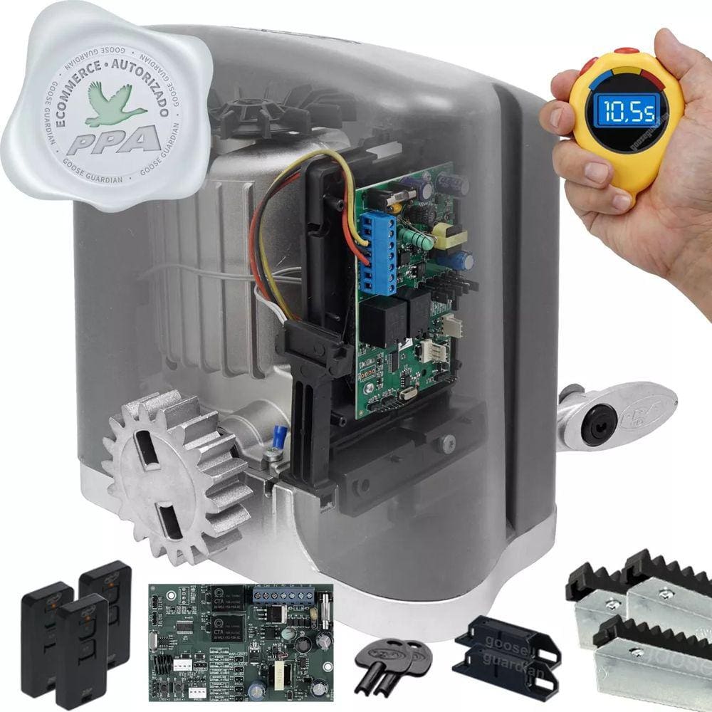 Kit 1 Motor Ppa Dz Rio 3m Crem 3 Control Portão 400kg