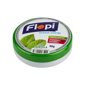 Bala Sem Açúcar Flopi Hortelã Lata 40g