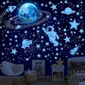 Decalques de parede Humimdery Glow in The Dark Stars Moon Astronaut