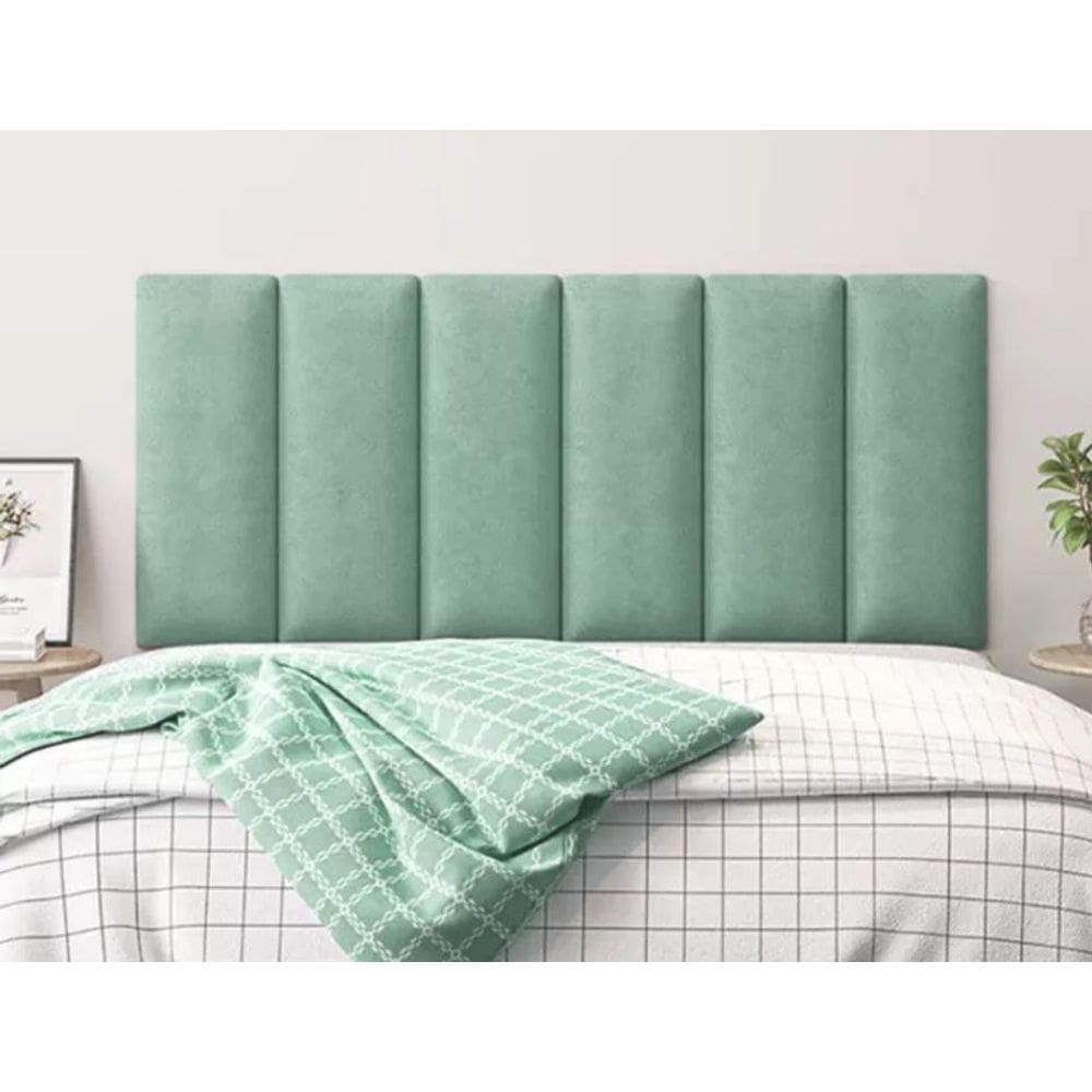 Módulo Estofado Deluxe Veludo Verde Água 60 X 20 - 5 Peças
