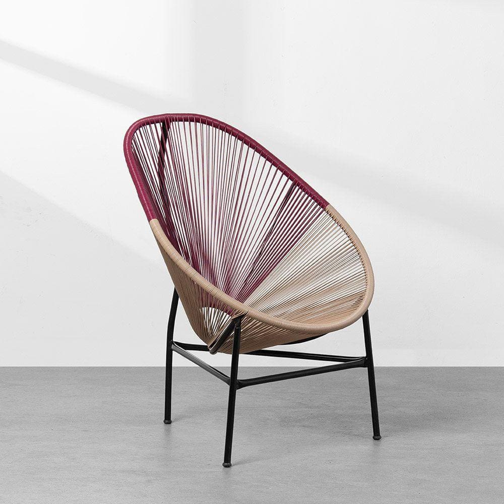 Poltrona Acapulco Com Estrutura Preta - Bege