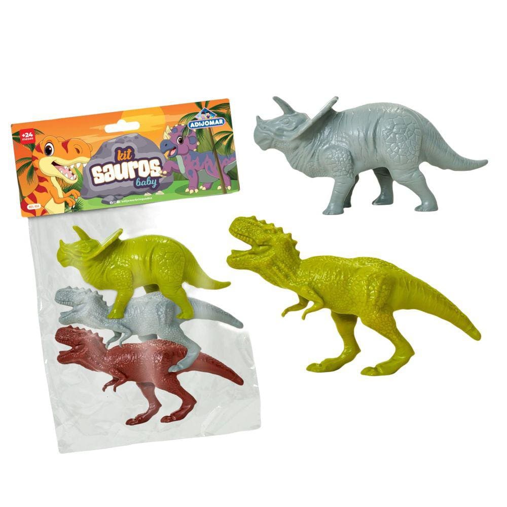 Kit 3 Dinossauros 17cm Brinquedo Barato Menino Menina