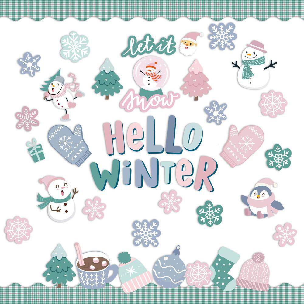 Decorações de quadro de avisos Pasimy Hello Winter com pontos de cola