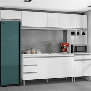 Cozinha Completa Compacta 280cm Madrid Branco - Montanaris Decor