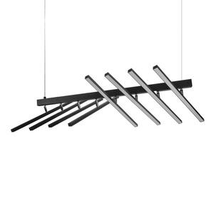 Lustre Moderno Traço Articulado Led Nórdico 8H-3000K-Preto