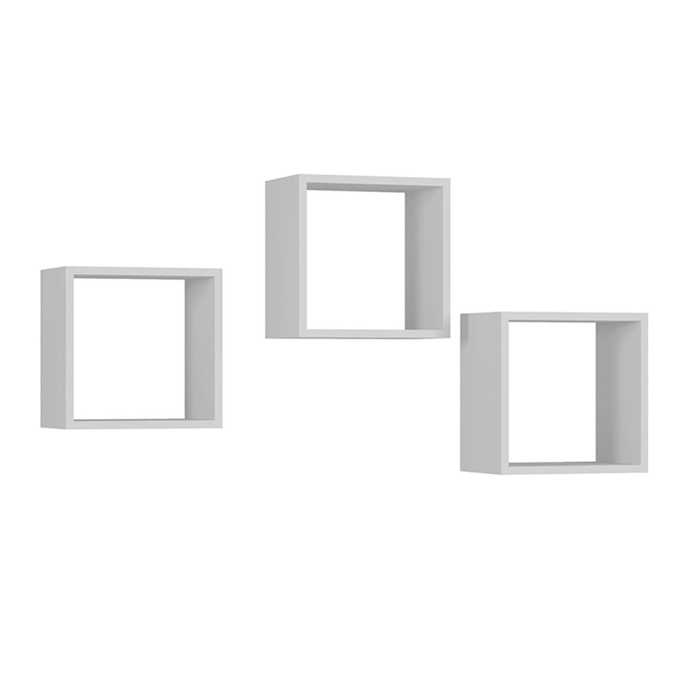 Kit 3 Nichos Organizador de Parede Quadrado Branco - Montanaris Decor