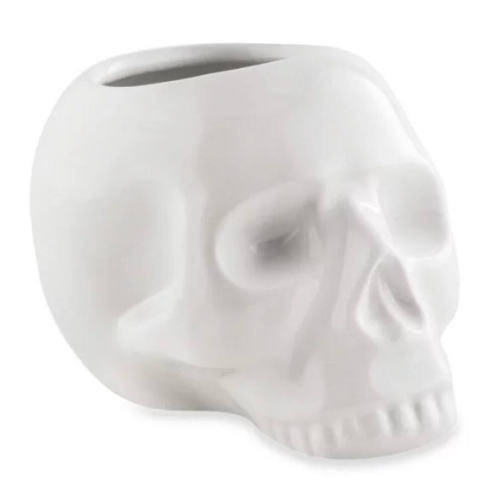  Cachepot Crânio Branco em Cerâmica - Mart