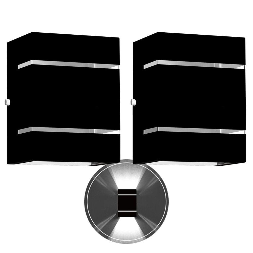 2 Arandelas Externa 2 Frisos Foco Fachos Parede Muro Preto