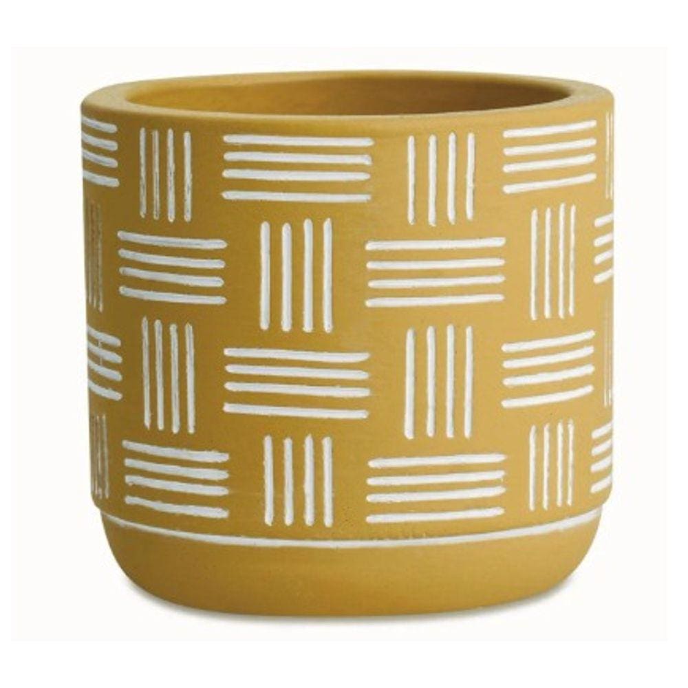 Cachepot Mostarda Em Cimento G1 - Mart
