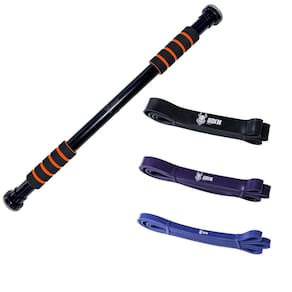Barra Para Porta + Super Band 3 Intensidades Treino Odin Fit