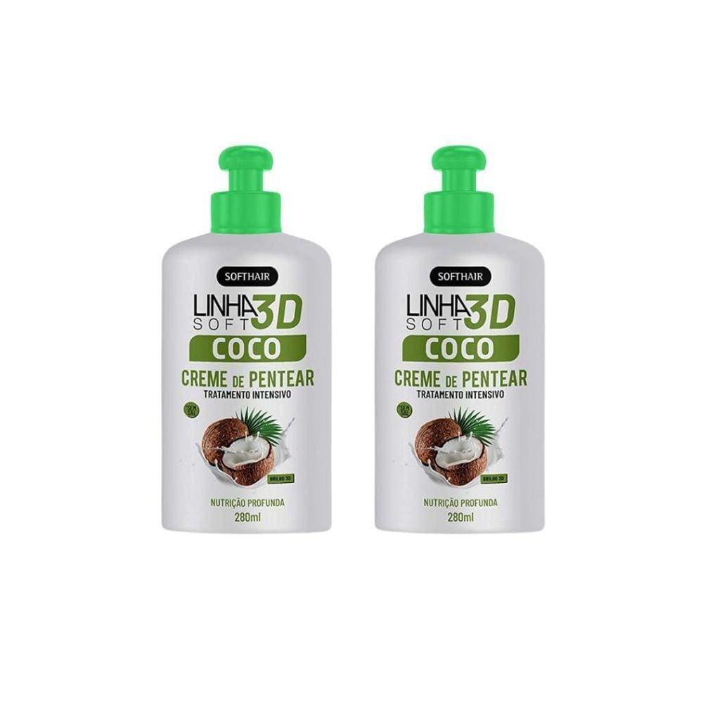 Creme Para Pentear Soft Hair 280Ml Coco 3D - Kit Com 2Un