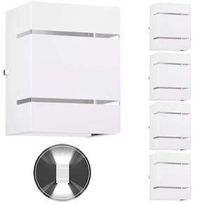 5 Arandelas Externa 2 Frisos Foco Fachos Parede Muro Branco