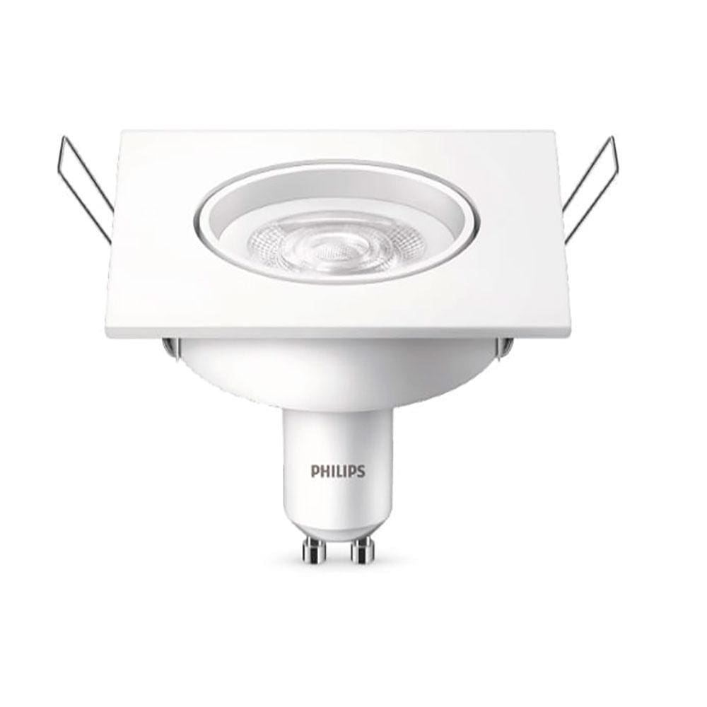 Kit 5 Philips Spot GU10 Led embutir quadrado BV BR Fria - 5W