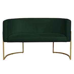 Namoradeira 2 Lugares Decorativa Luana Base Gold Veludo Verde - Montanaris Decor